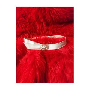 Vintage White leather scrunch belt